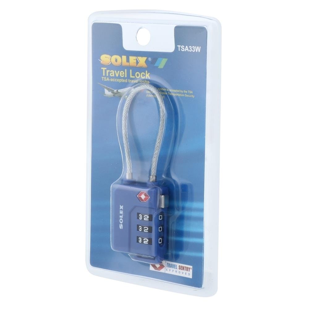 กุญแจรหัส SOLEX TSA 33W 31 มม. สีน้ำเงิน