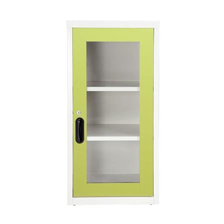 ตู้เหล็กบานเปิดกระจก KIOSK UDB-2 สีขาว/เขียว