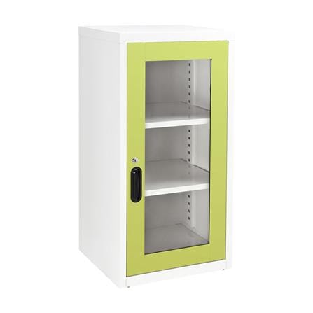 ตู้เหล็กบานเปิดกระจก KIOSK UDB-2 สีขาว/เขียว_1