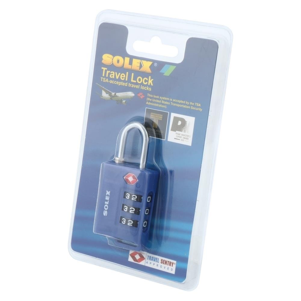 กุญแจรหัส SOLEX TSA 33 31 มม. สีนํ้าเงิน