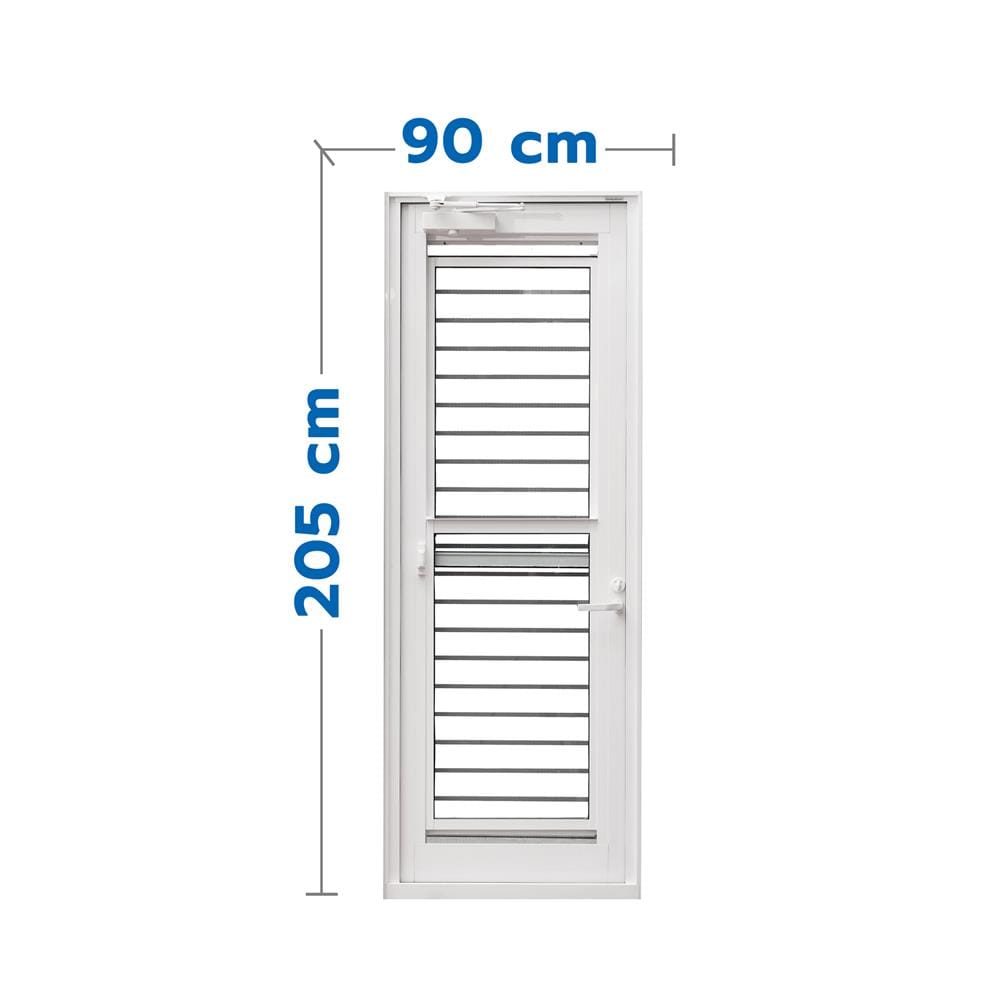 ชุดประตูบานเปิด ระบายอากาศ อะลูมิเนียม SANKYOALUMI J-TRUST VENTILATION 90x205 ซม. สีขาว พร้อมวงกบ-บานพับ-มือจับ-โช้ค_1