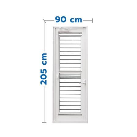 ชุดประตูบานเปิด ระบายอากาศ อะลูมิเนียม SANKYOALUMI J-TRUST VENTILATION 90x205 ซม. สีขาว พร้อมวงกบ-บานพับ-มือจับ-โช้ค