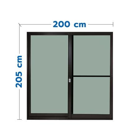 ประตูบานเลื่อน อะลูมิเนียม S-S มุ้ง SANKYOALUMI J-TRUST 200X205 ซม. สีน้ำตาล