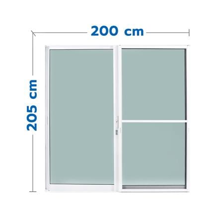 ประตูบานเลื่อน อะลูมิเนียม S-S มุ้ง SANKYOALUMI J-TRUST 200X205 ซม. สีขาว_0