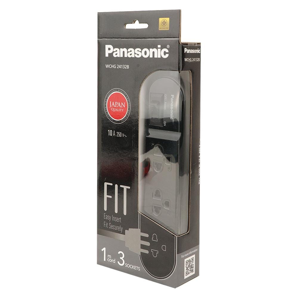 รางปลั๊กไฟ 3 ช่อง 1 สวิตซ์ PANASONIC WCHG24132B 1 ม. สีดำ