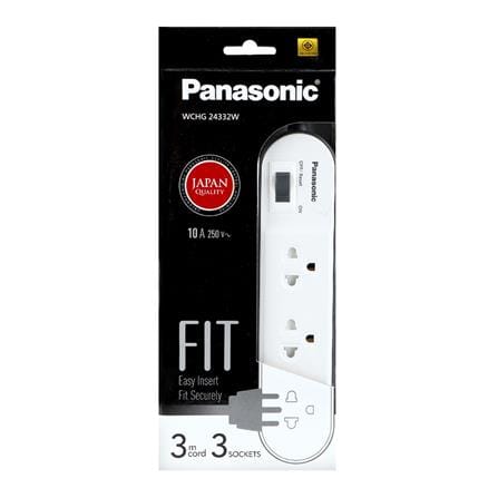รางปลั๊กไฟ 3 ช่อง 1 สวิตซ์ PANASONIC WCHG24332W 3 ม. สีขาว_4