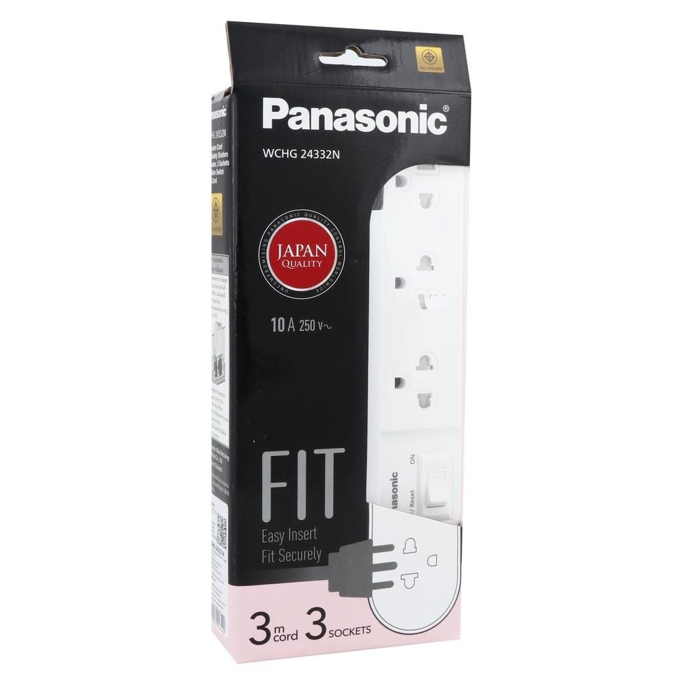 รางปลั๊กไฟ 3 ช่อง 1 สวิตซ์ PANASONIC WCHG24332N 3 ม. สีชมพู