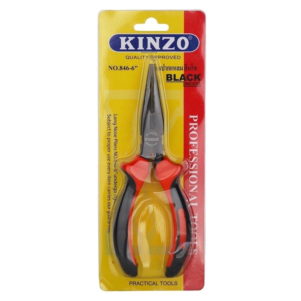 คีมปากแหลมชุบนิกเกิลดำ KINZO 6 นิ้ว