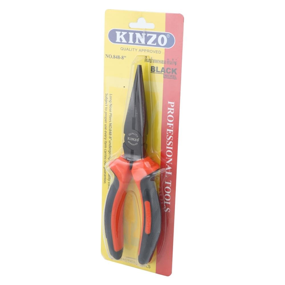 คีมปากแหลมชุบนิกเกิลดำ KINZO 8 นิ้ว