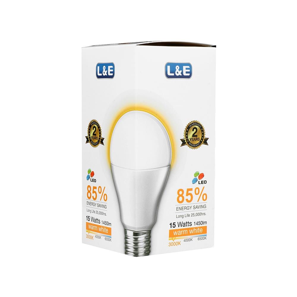 หลอด LED L&E Bulb 15 วัตต์ WARMWHITE E27
