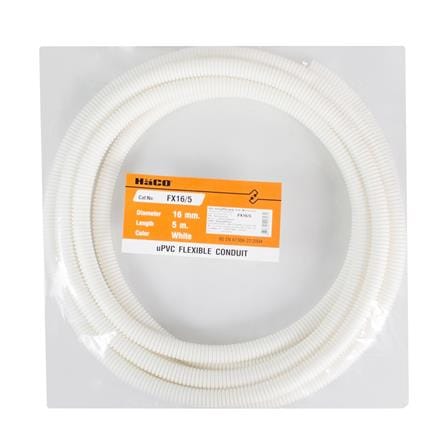 ท่ออ่อนลายลูกฟูก HACO 16 มม. 5 ม. สีขาว_1