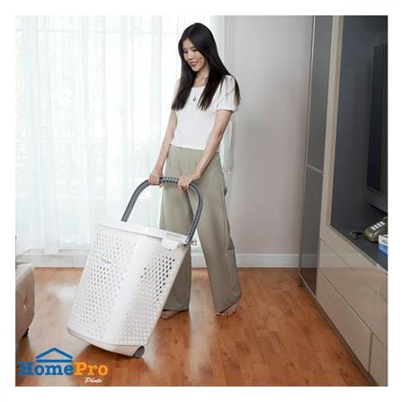 ตะกร้าผ้าล้อลาก PLIM BK-137-3 สีขาว/เทา_5