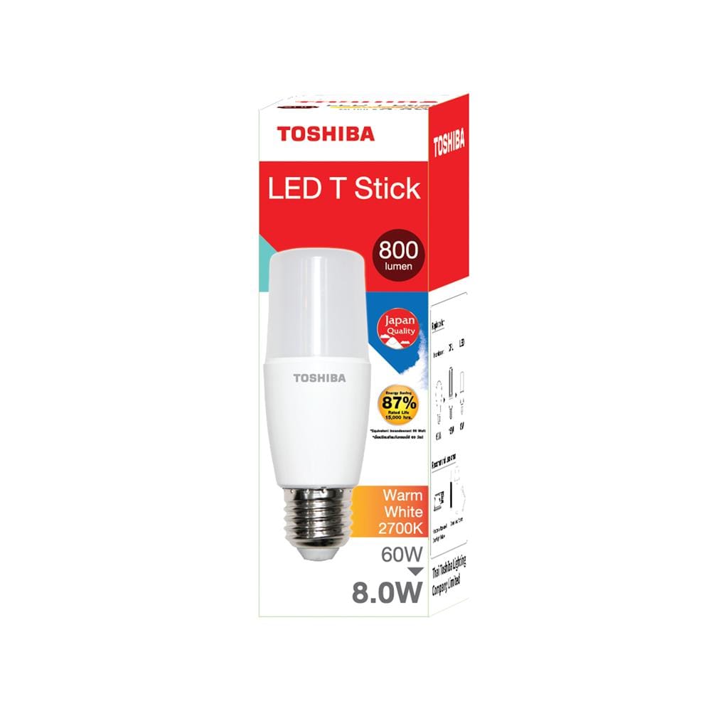 หลอด LED TOSHIBA STICK T7 8 วัตต์ WARM WHITE E27