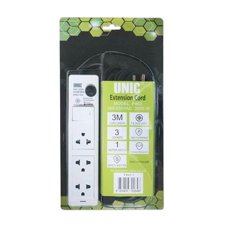 รางปลั๊กไฟ 3 ช่อง 1 สวิตซ์ UNIC P403-1 3 ม._2