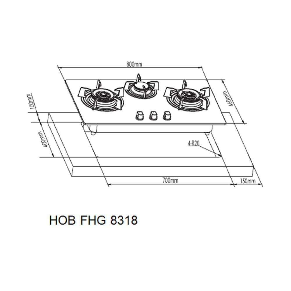 เตาฝังแก๊ส FRANKE FHG8318 80 ซม.