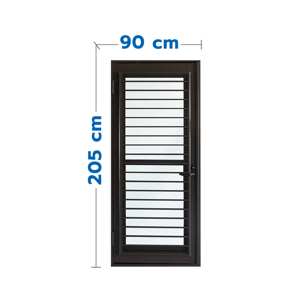 ชุดประตูบานเปิด ระบายอากาศ อะลูมิเนียม SANKYOALUMI J-TRUST VENTILATION 90x205 ซม. สีน้ำตาลเข้ม พร้อมชุดวงกบ-บานพับ-ลูกบิด-โช้ค