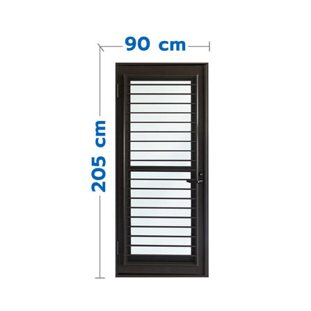 ชุดประตูบานเปิด ระบายอากาศ อะลูมิเนียม SANKYOALUMI J-TRUST VENTILATION 90x205 ซม. สีน้ำตาลเข้ม พร้อมชุดวงกบ-บานพับ-ลูกบิด-โช้ค_0