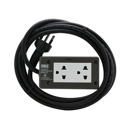 บล็อกยาง 2x4 พร้อมสาย VCT 3x1.5 2 ช่อง UNIC B2-1 3 เมตร สีเทา_0