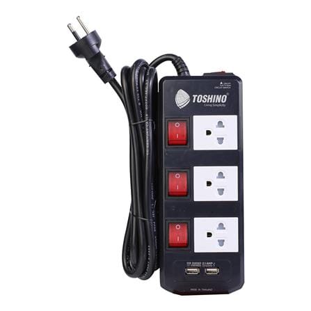 รางปลั๊กไฟ 3 ช่อง 3 สวิตซ์ TOSHINO TIS315USB 5 ม._1