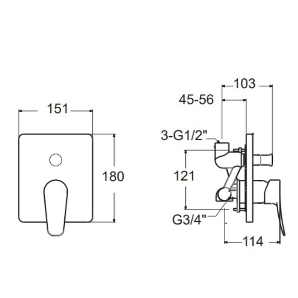 วาล์วฝังกำแพง (เฉพาะวาล์ว) AMERICAN STANDARD FFAS0921-6T2500BT0