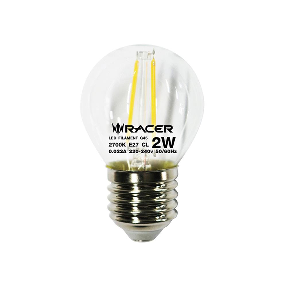 หลอด LED RACER G45 FILAMENT CLEAR 2 วัตต์ WARMWHITE E27