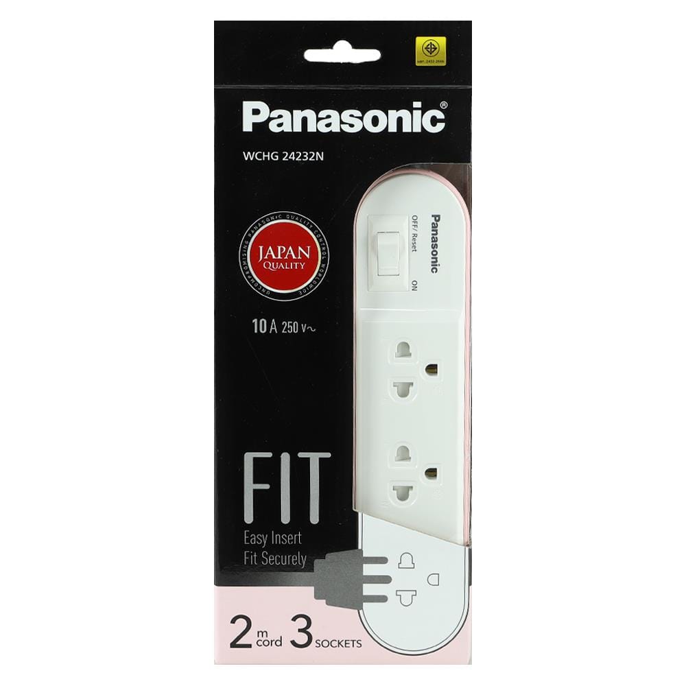 รางปลั๊กไฟ 3 ช่อง 1 สวิตซ์ PANASONIC WCHG24232N 2 ม. สีชมพู