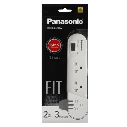 รางปลั๊กไฟ 3 ช่อง 1 สวิตซ์ PANASONIC WCHG24232W 2 ม. สีขาว_4
