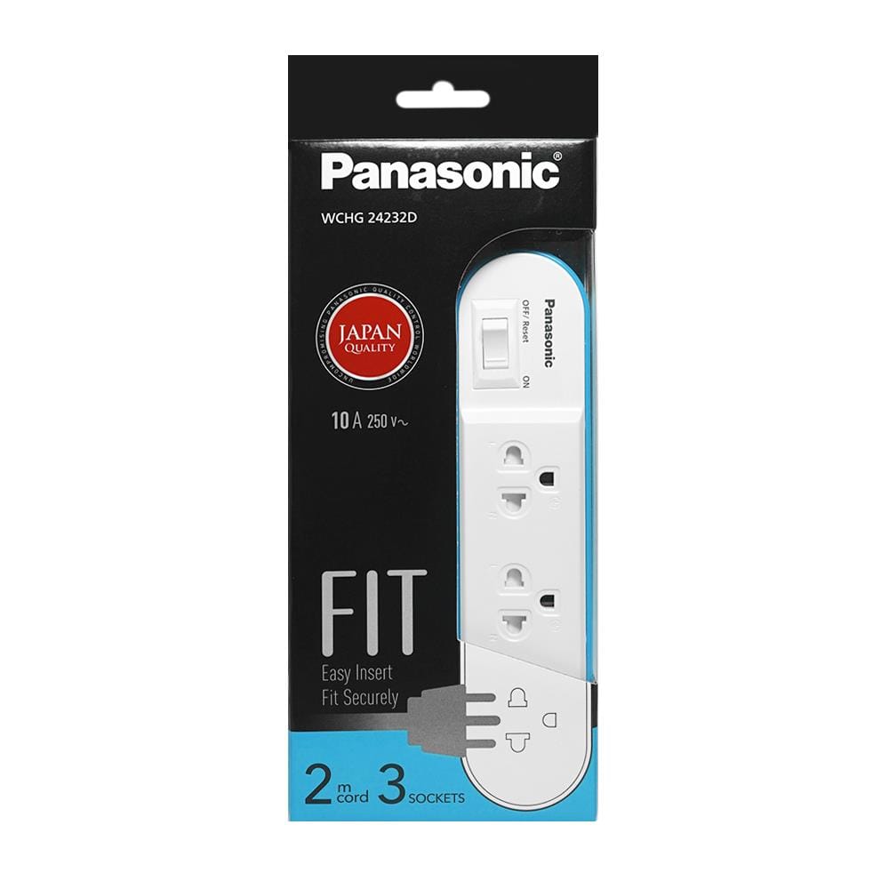 รางปลั๊กไฟ 3 ช่อง 1 สวิตซ์ PANASONIC WCHG24232D 2 ม. สีฟ้า