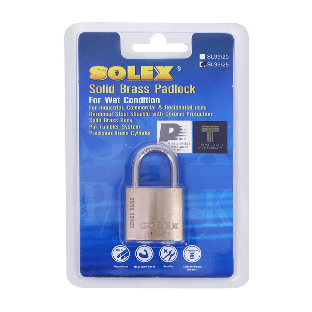 กุญแจสปริง SOLEX SL99 25 มม. สีทองเหลือง