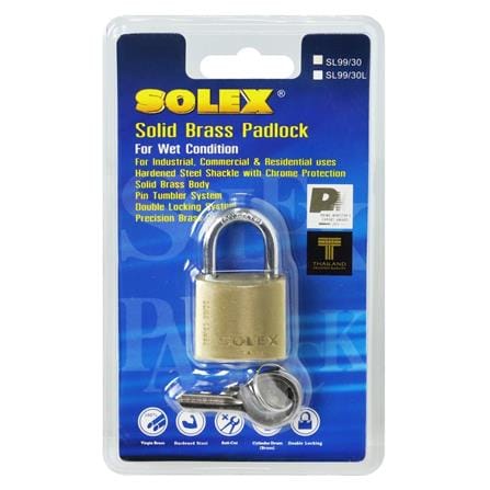 กุญแจสปริง SOLEX SL99 30 มม. สีทองเหลือง_4