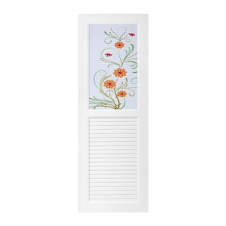 ชุดประตูห้องน้ำ UPVC ASARA G923 ดอกไม้เหลือง 70X200 ซม. สีขาว พร้อมวงกบ ไม่เจาะลูกบิด