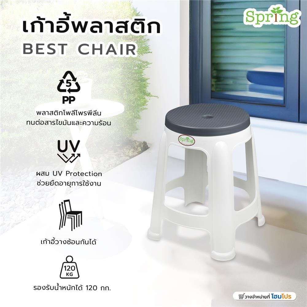เก้าอี้พลาสติก SPRING BEST CHAIR สี CHARCOAL