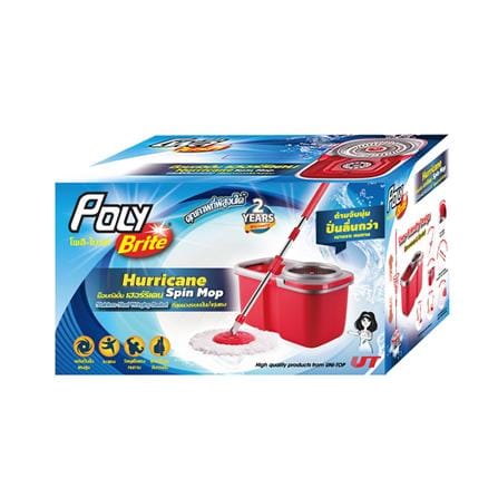 ชุดอุปกรณ์ถังปั่นพร้อมไม้ม็อบ POLY-BRITE HURRICANE สีแดง_5
