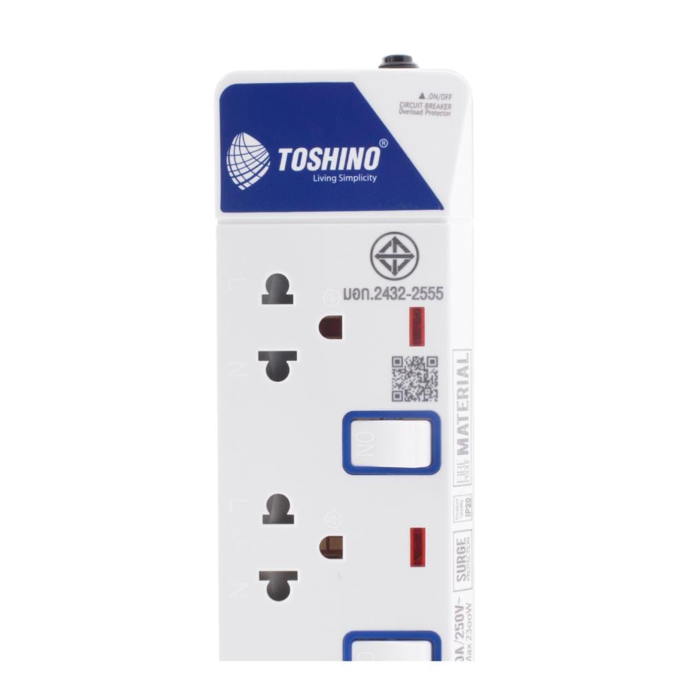 รางปลั๊กไฟ 3 ช่อง 3 สวิตซ์ TOSHINO ET-913 5 ม.