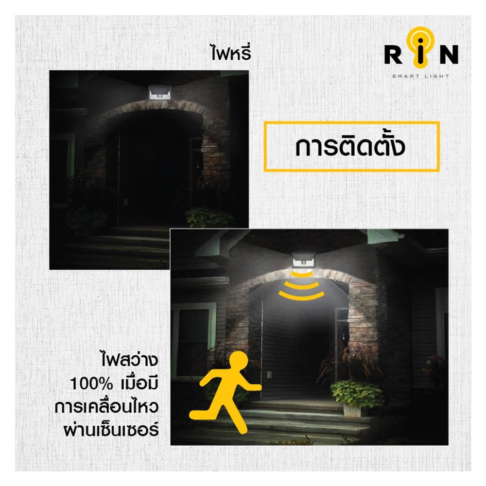 ไฟผนังภายนอก SOLAR RIN 216124401 8.8 วัตต์ COOL WHITE สีดำ
