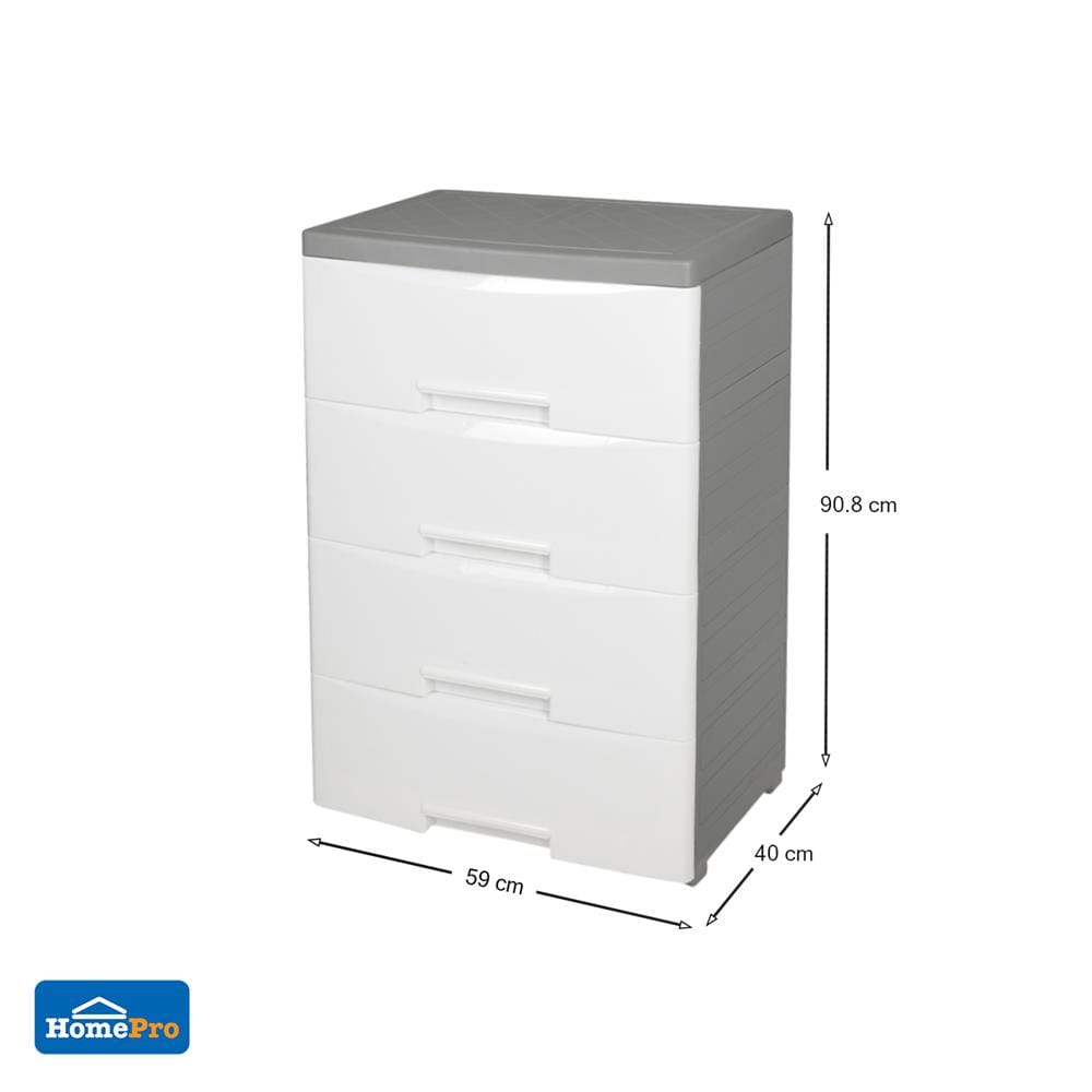 ตู้ลิ้นชัก 4 ชั้นทึบ STACKO MORI 40x59x90.8 ซม. สีขาว