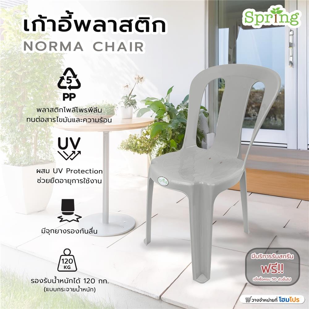 เก้าอี้พลาสติก SPRING NORMA CHAIR สีเทา