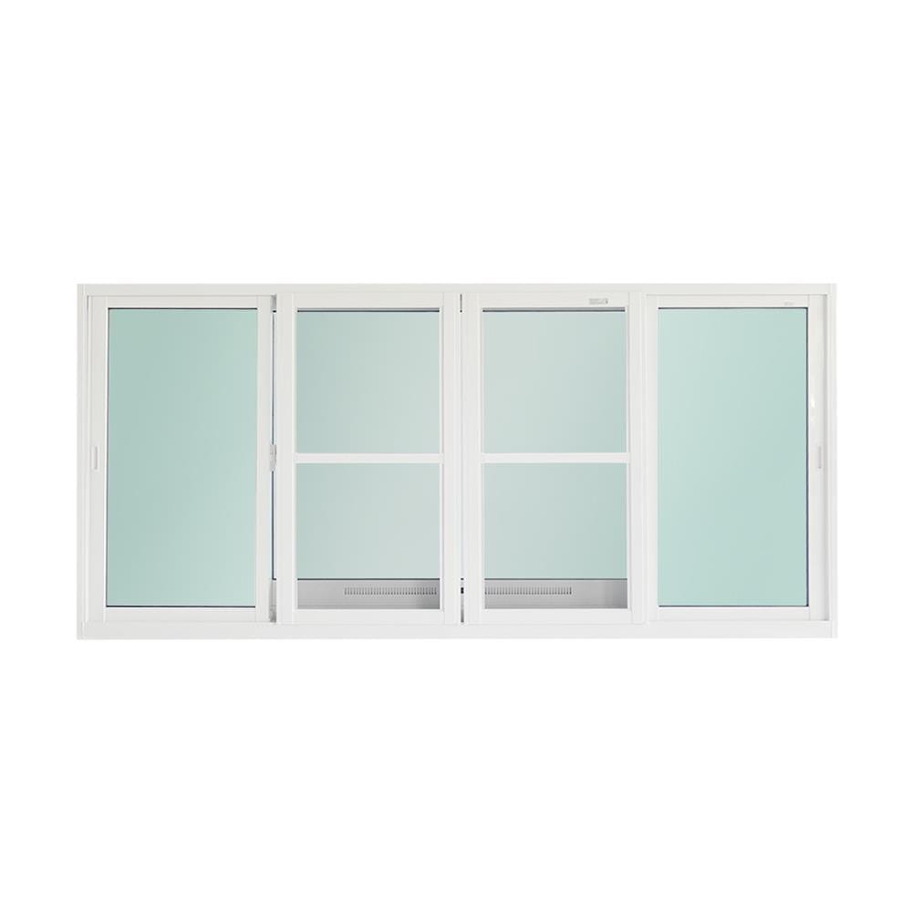 หน้าต่างบานเลื่อน อะลูมิเนียม S-F-S มุ้ง SANKYOALUMI J-TRUST VENTILATION 240x110 ซม. สีขาว