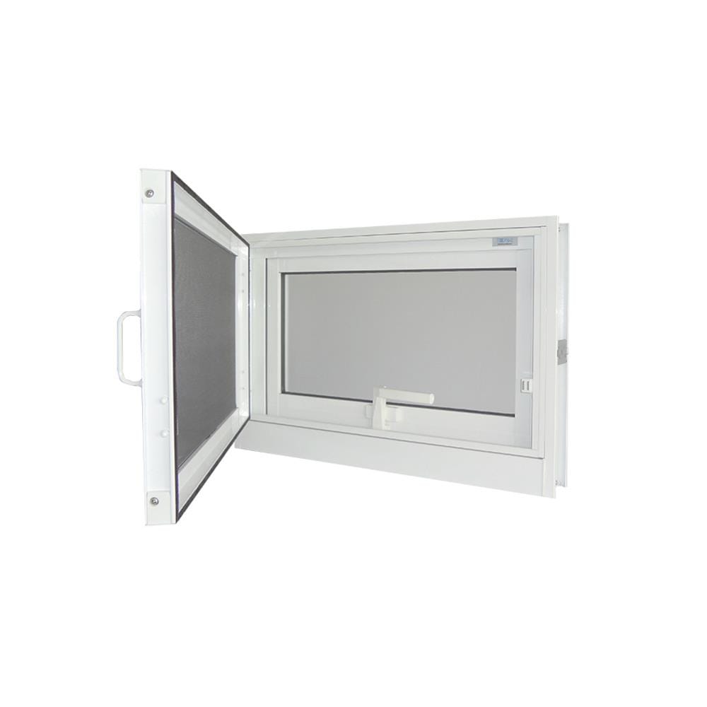 หน้าต่างบานกระทุ้ง อะลูมิเนียม มุ้ง SANKYOALUMI J-TRUST 60x40 สีครีม
