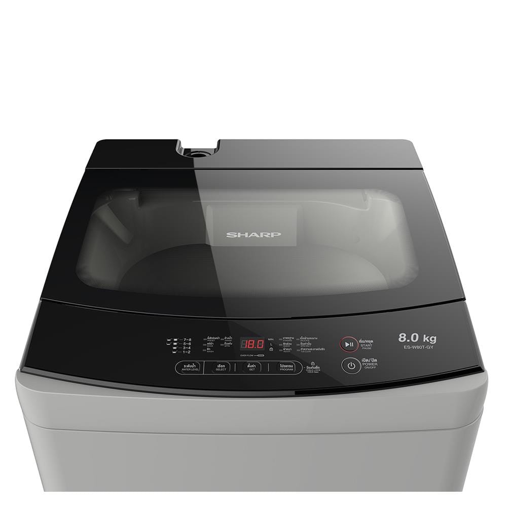 เครื่องซักผ้าฝาบน SHARP ES-W80T สีเทา 8 กก.