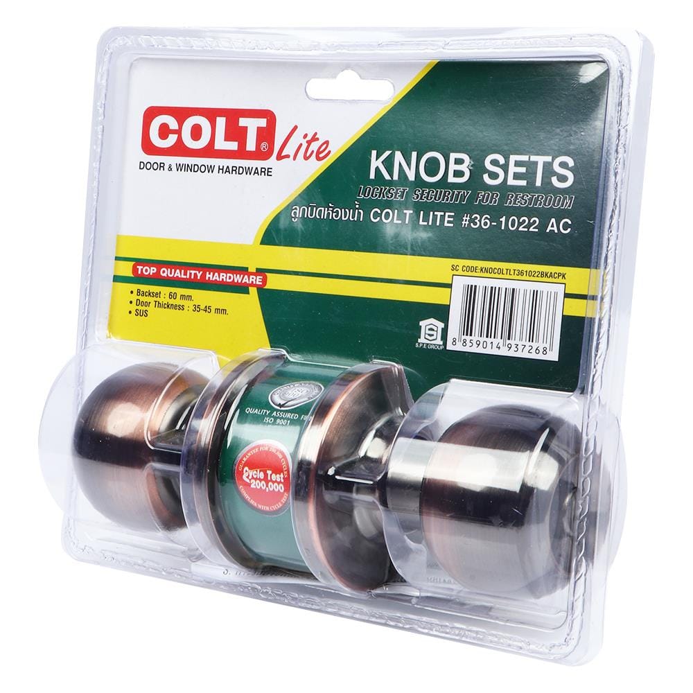 ลูกบิดประตูห้องน้ำ หัวกลม COLT 36-1022 BK/AC สีทองแดงรมดำ