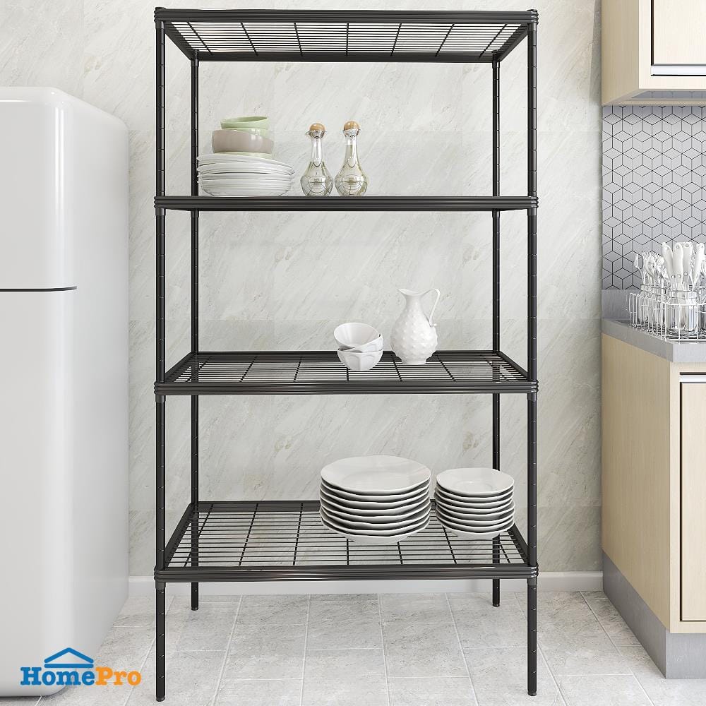 ชุดชั้นวางของโล่ง 4 ชั้น FURDINI WIRE LINNER STEEL สีดำ 2 ชิ้น