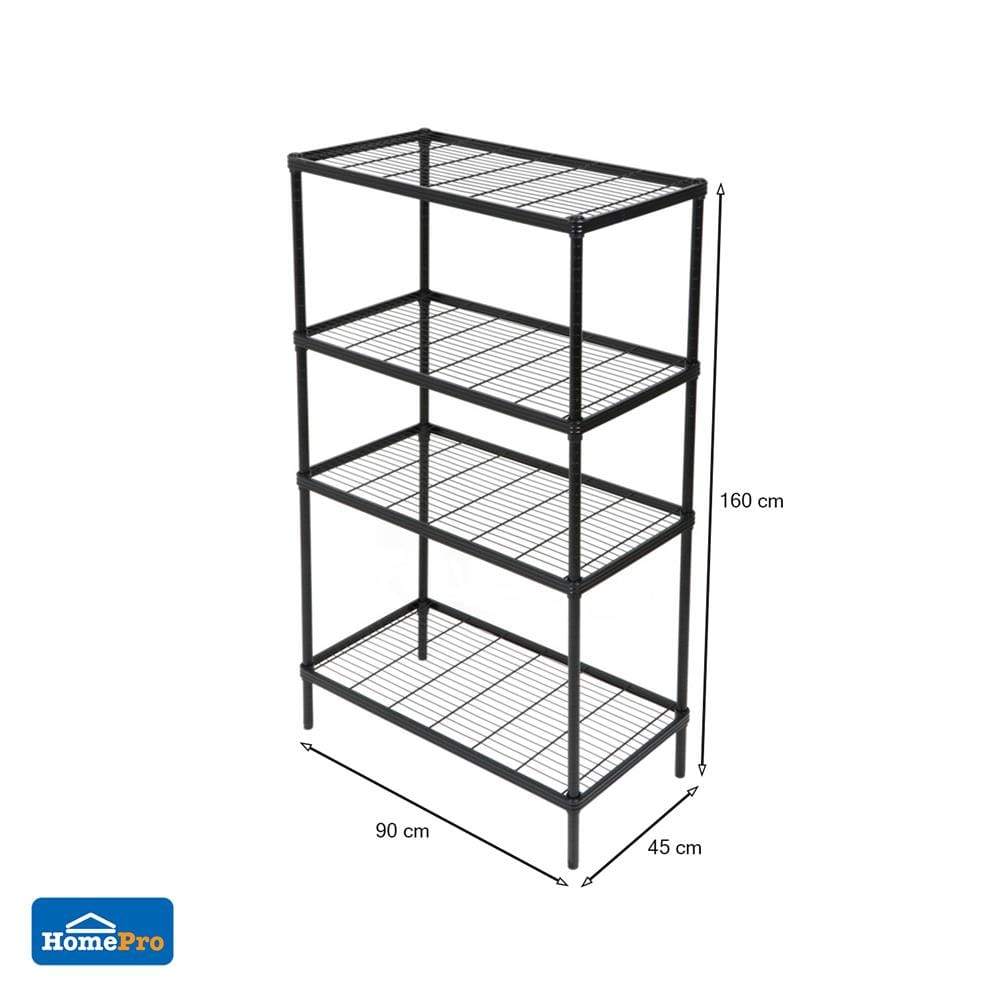 ชุดชั้นวางของโล่ง 4 ชั้น FURDINI WIRE LINNER STEEL สีดำ 2 ชิ้น
