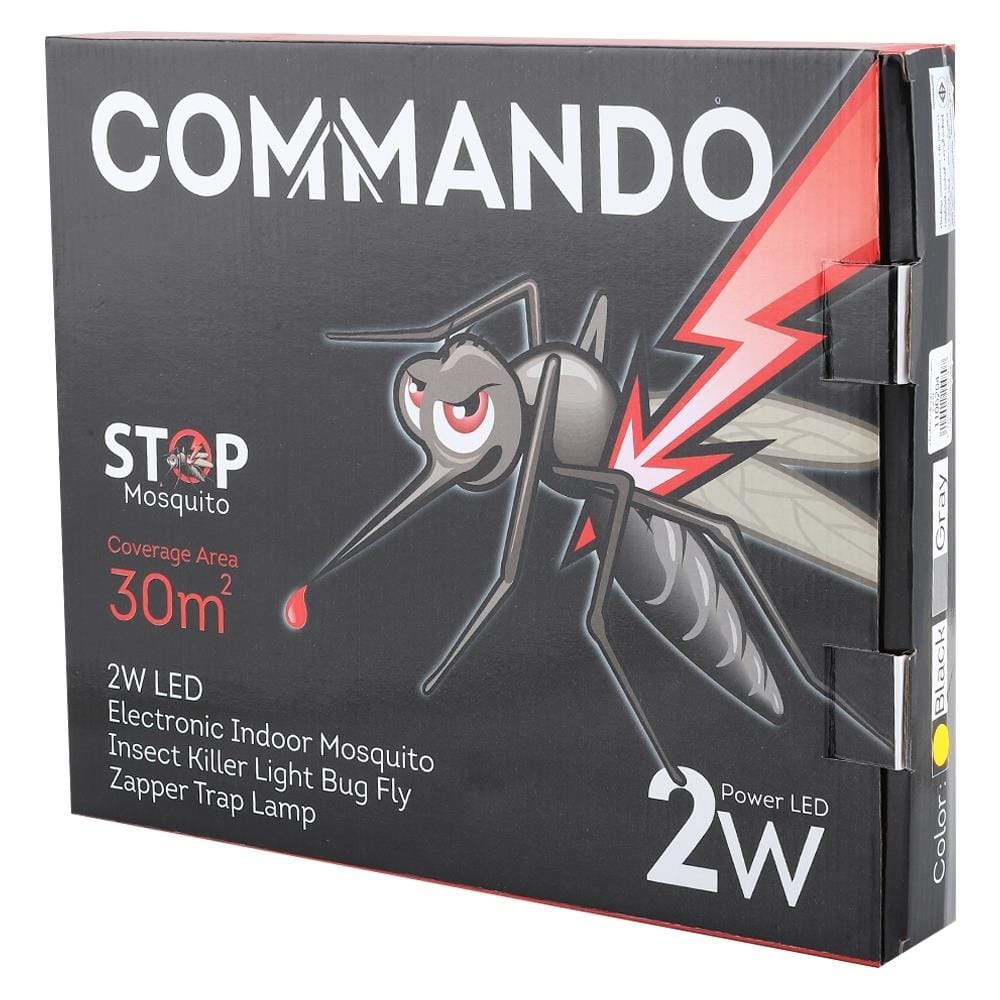 เครื่องช็อตยุงเเละเเมลง COMMANDO 2 วัตต์ สีดำ