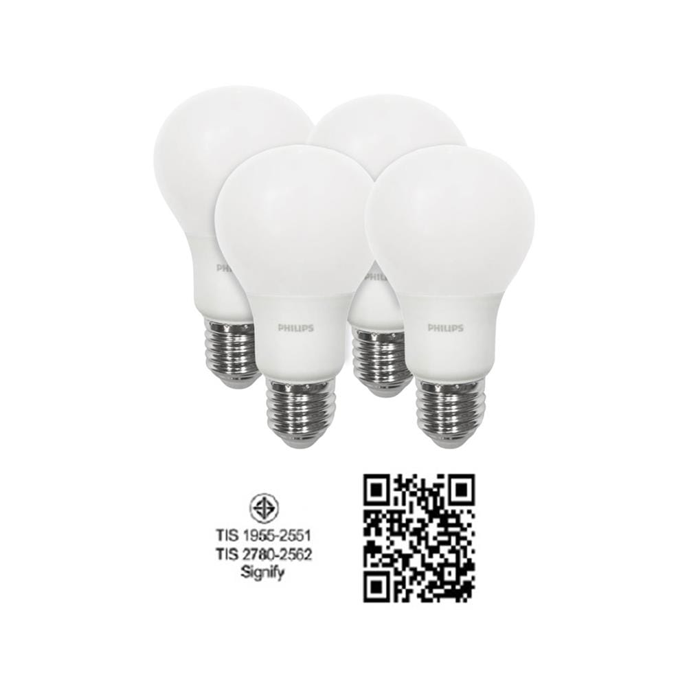 หลอด LED PHILIPS A60 12 วัตต์ DAYLIGHT E27 แพ็ก 4 ชิ้น