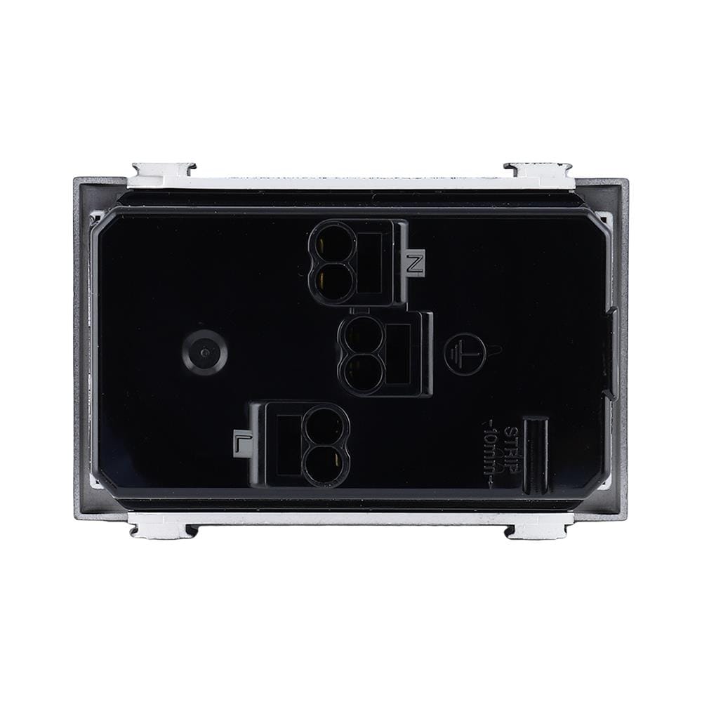 เต้ารับคู่ 3 ขา มีม่านนิรภัย BTICINO SAG5025DWT สีดำ