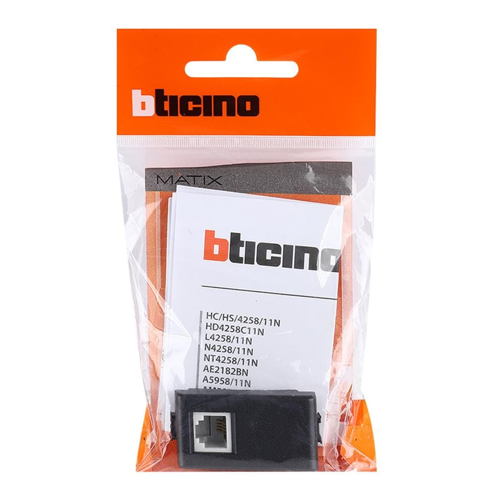 เต้ารับโทรศัพท์ BTICINO 6P/4C SAG5958/11N สีขาว