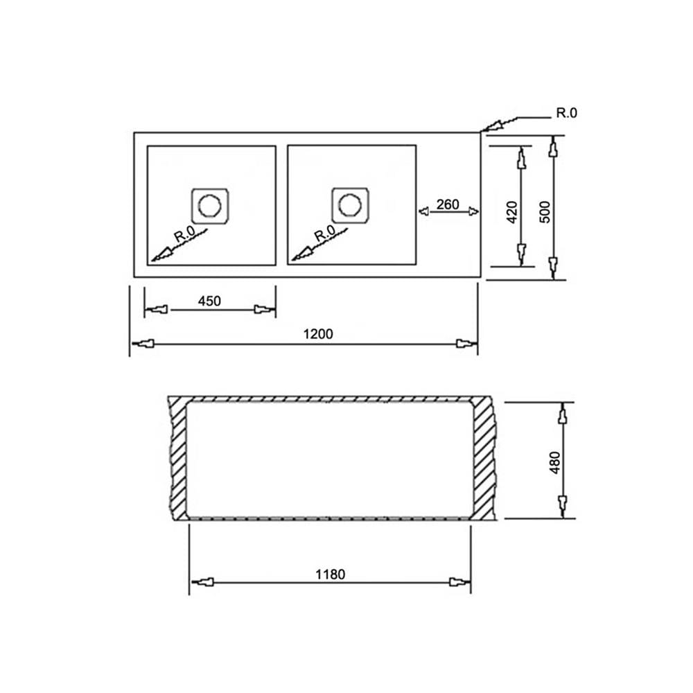 ซิงค์ฝังสแควร์ 2หลุม 1ที่พักซ้าย TEKA TQB R10 2B1D สเตนเลส
