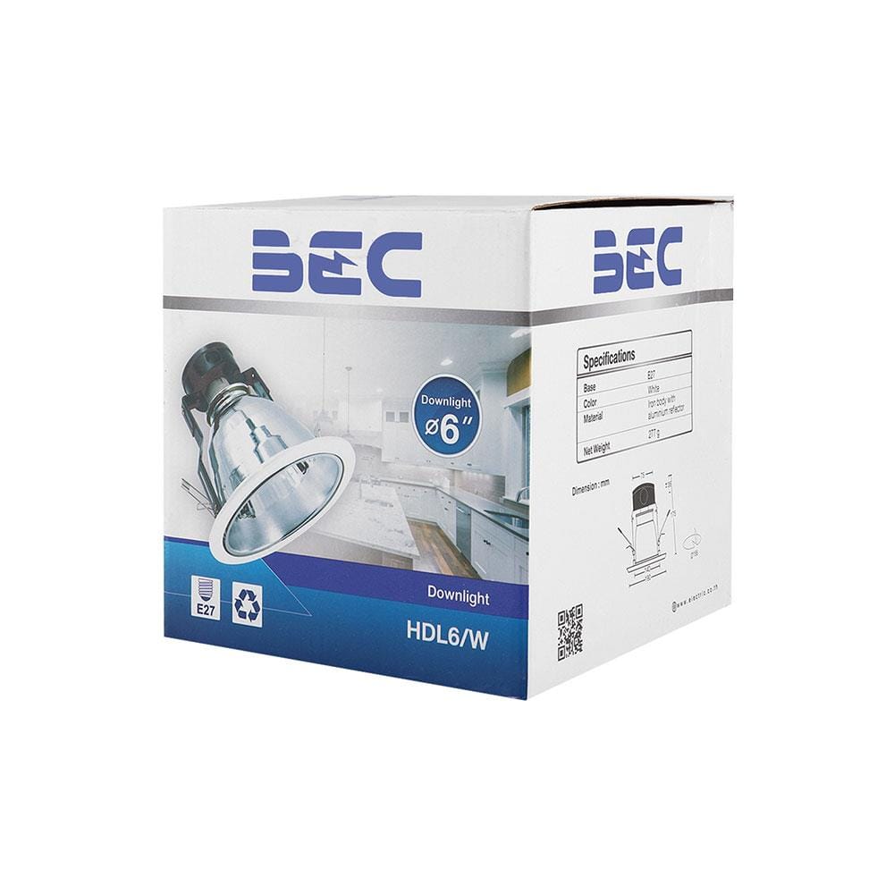 ดาวน์ไลท์ 3640030465 BEC โลหะ/อะลูมิเนียม สีขาว 6 นิ้ว กลม
