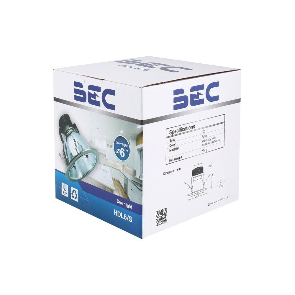 ดาวน์ไลท์ 3640030460 BEC โลหะ/อะลูมิเนียม สีเงิน 6 นิ้ว กลม